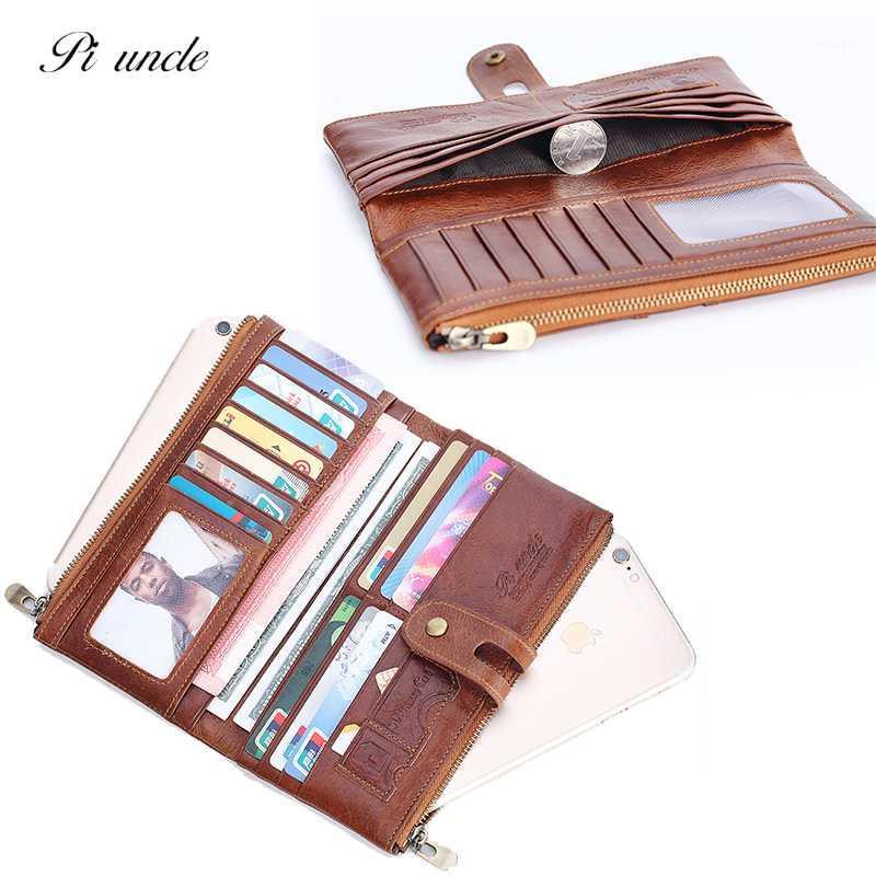 

Genuine Leather Male Long Wallet Soft Billfold Cards Coins Holder Women Money Purse Vintage Cowhide Wallet For Men1, Brown