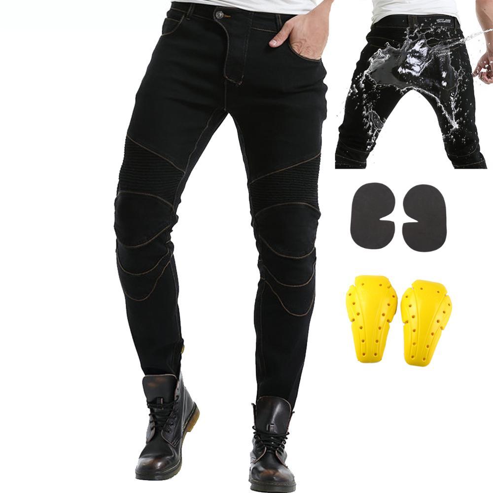 

2021 New Waterproof Men Motorcycle Riding Jeans with 4 x Ce Armor Knee Hip Pads Motocross Racing Pants Bike Cycle Denim Trousers Lr8l
