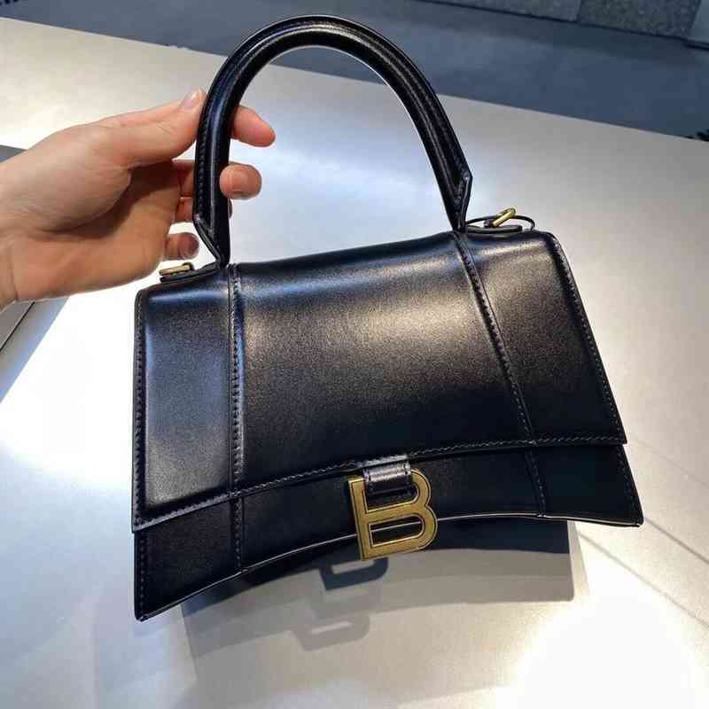 

Luxury Designer Handbags High Hourglass Bag Balencaigs Version b Home 2022 Female Crocodile Leather Mini Small Square Diagonal, Black crocodile small gold buckle