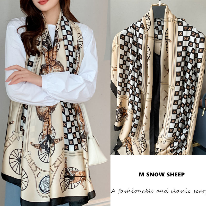 

2022 New Women's Silk Scarf, spring and summer Beautiful Versatile Shawls Thin scarf 180*90cm
