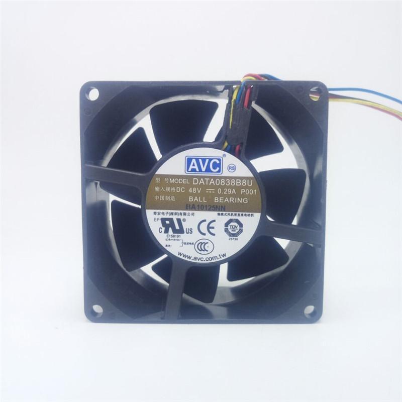 

AVC DATA0838B8U 8038 8cm DC 48V 0.29A 4-wires dual ball cooling fan1