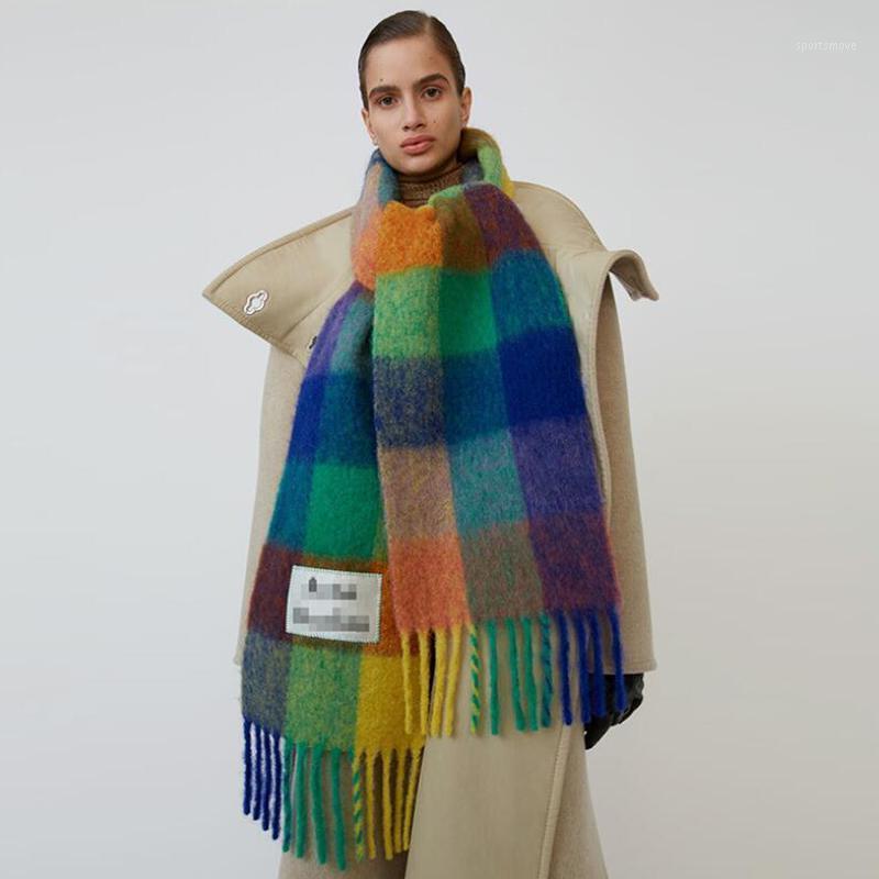 

AC Scarf Cashmere Shawl in Autumn and Winter2020,Winter Fashion Colored Chequered Scarf Warms Students'Necks and Thicker Shawls1