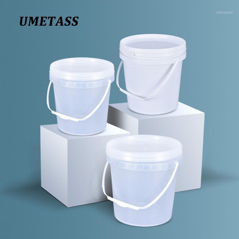 

Empty Plastic bucket with handle and Lid 3 liters Round container grade Polypropylene material Durable 5PCS/lot1