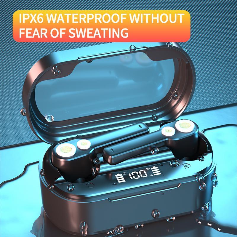 

BEESCLOVER Wireless Earbuds D18 Bluetooth 5.0 Earset Waterproof Noise-reduction Sport Earphone with Charging Cabin r27, Black