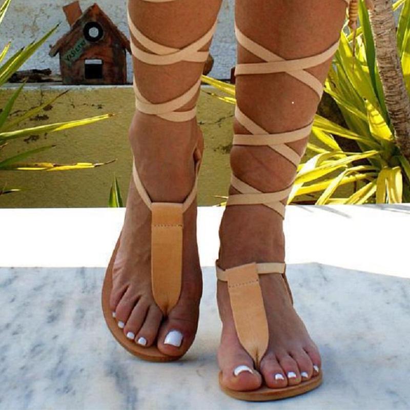 

2021 Summer Sandals Women Clip Toe PU Leather Flip Flops Cross Ankle Strap Ladies Flat Shoes Large Size Female Beach Sandals, Black