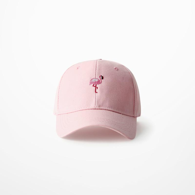 

2020 Fashion Pink Flamingo Embroidery Fashion Hats For Men Anime Bird Embroidery Harajuku Baseball Cap Men And Women Streetwear, White