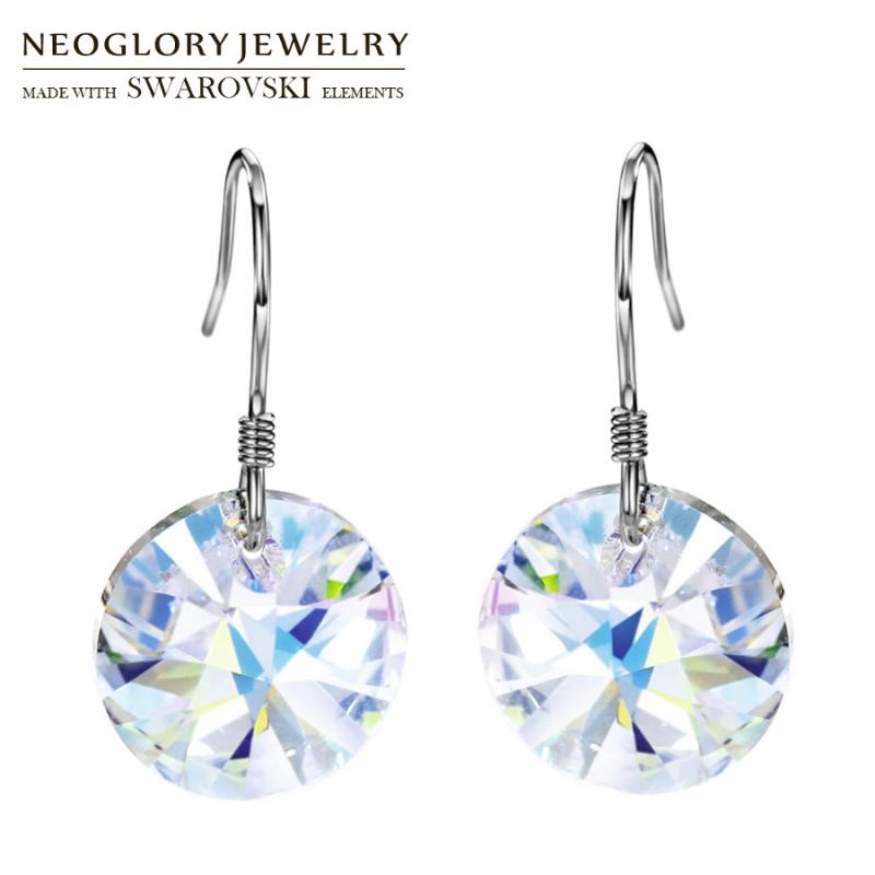 

Neoglory Jewelry Crystal & S925 Silver Hook Earrings Classic Round Design Embellished With Crystals From Hot Gift