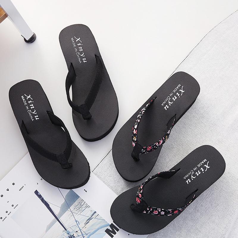 

Women Flip Flops Shoes Fashion Casual Non-slip Slippers Wedges High Heel Summer Beach Slippers Sandals Femme Chaussure Ciabatte1, Bk
