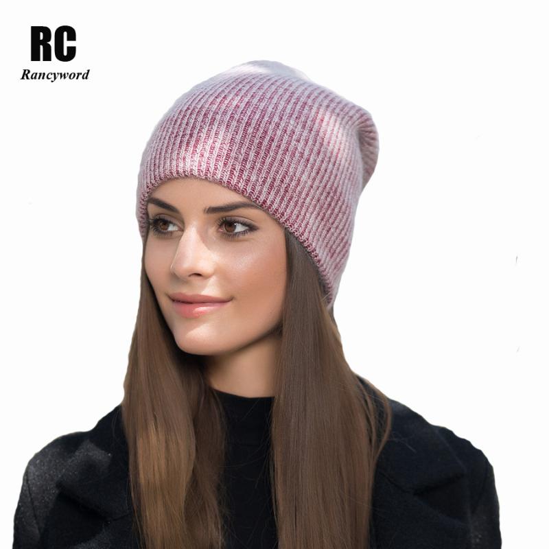 

Rancyword] New Autumn Winter Hats For Women Pompom Beanies Knitting Warm Fur Skullies Caps Ladise Hat Gorros RC1222, White