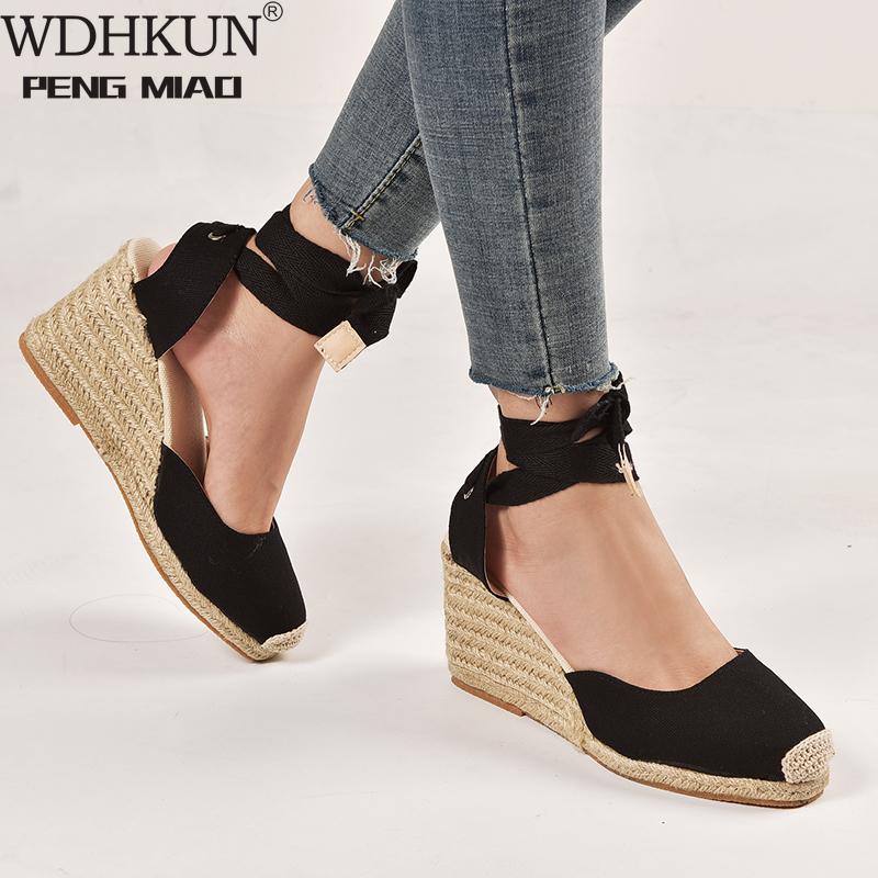 

2021 Women Sandals Fashion Narrow Band Women Shoes Ankle Strap Wedge Shoes Female Beige Sandals Plus Size 35-43, Red