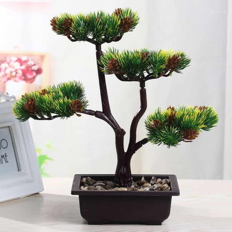 

Emulation Welcome Pine Potted False Bonsai Pine Cypress Bonsai Fake Green Pot Plants Ornaments Small Tree Interior Decor New1