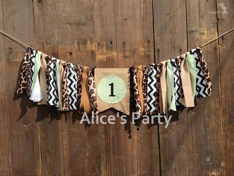 

New Custom Safari Highchair Banner Jungle Birthday Party Garland 1st Baby Shower Decoration Zoo Party Cake Smash Flag Photo prop1