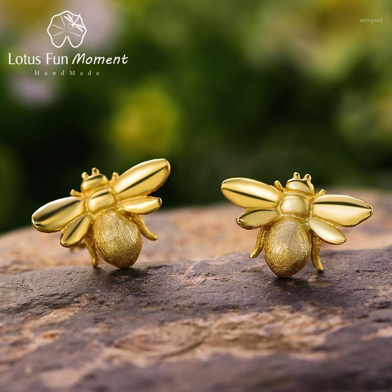 

Stud Lotus Fun Moment Real 925 Sterling Silver Natural Creative Designer Fashion Jewelry Cute Honeybee Earrings For Women1