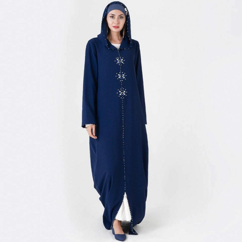 

2020 African Dresses for Women Dashiki Diamond Beads African Clothes Abaya Dubai Robe Evening Long Muslim Dress Hooded Cape1