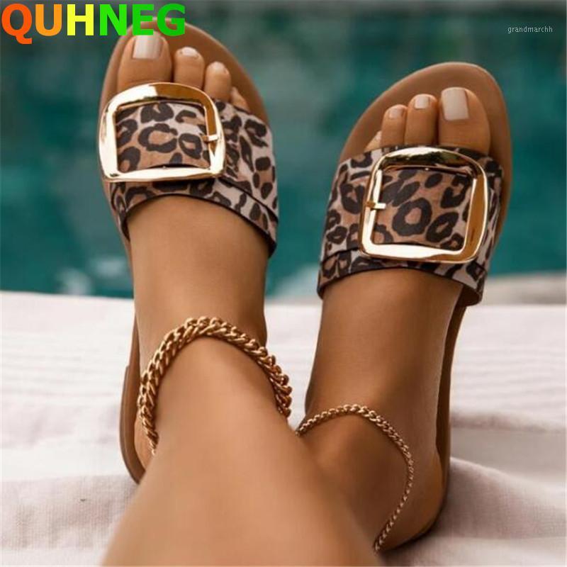 

Belt Buckle Women Slippers 2020 Summer New Ladies Fashion Leopard Flat Flip Flops Casual Wild Beach Slides Mujer Wholesale1, White