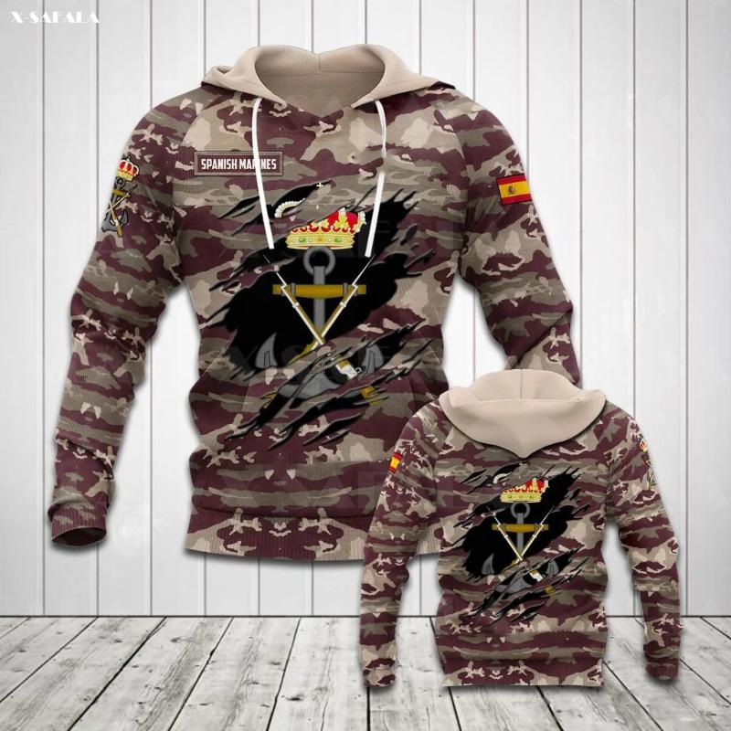 

Men's Hoodies & Sweatshirts SPANISH MARINES CAMO Force Veteran 3D Print Zipper Hoodie Man Female Pullover Sweatshirt Hooded Jacket Jersey Tr, Black