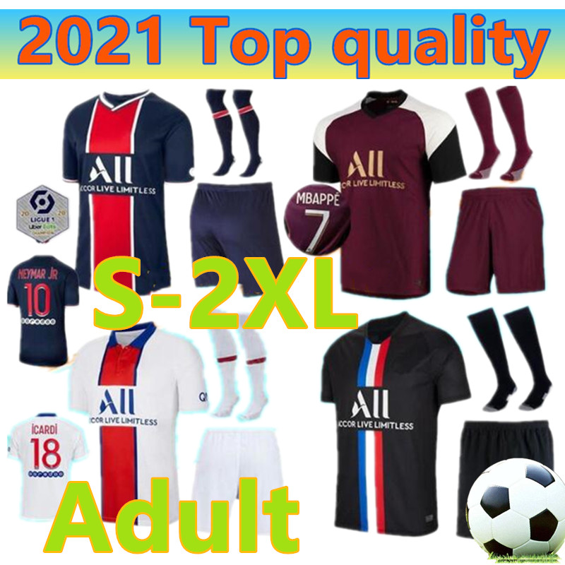 

2020 2021 Adult home away kit Jersey 20 21 mbappe VERRATTI CAVANI DI MARIA MAILLOT DE FOOT third football shirt uniforms S-2XL, 12