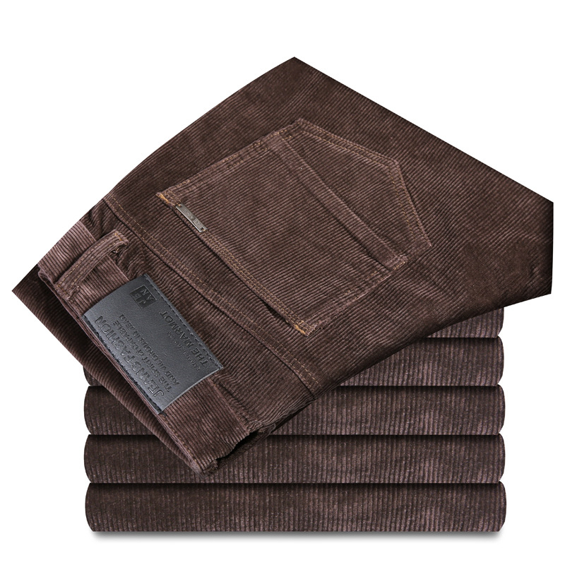 

2020 Corduroy Trousers Winter for Straight-line Men Formal Office Sweatpants Black Thick Casual Leisure Pants Dain, 805 khaki