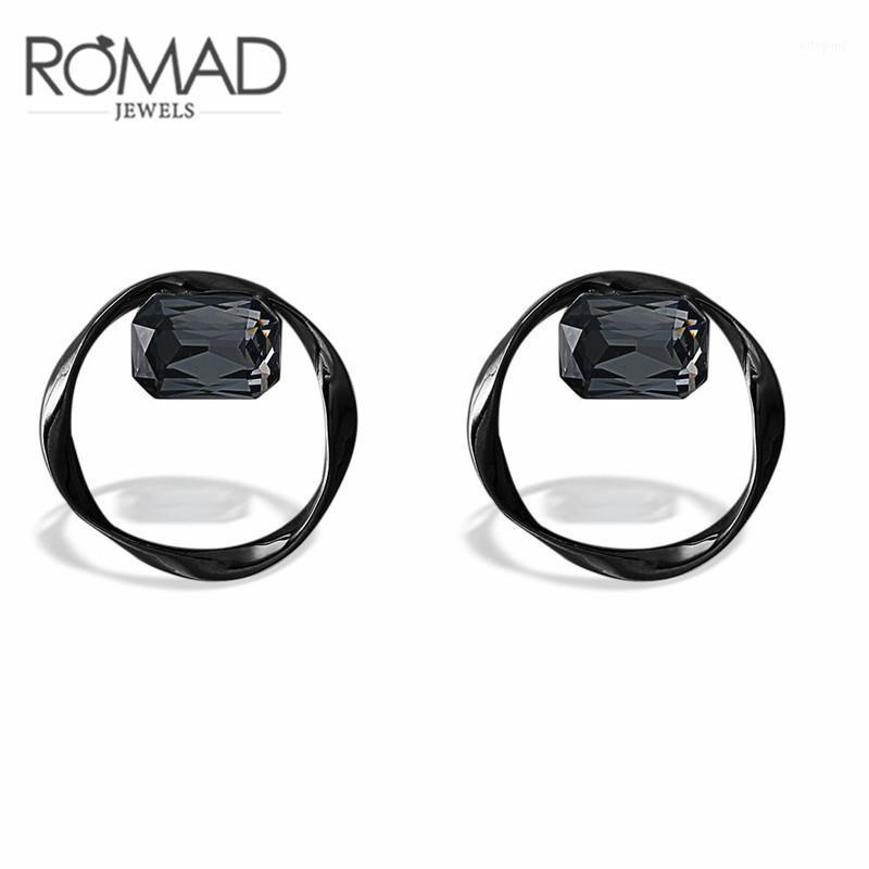 

Charm ROXI ROMAD Brand Gun Black / Rose Gold Color Hollow Earrings For Women Crystal Big Round Circle Jewelry Pendientes Gift1