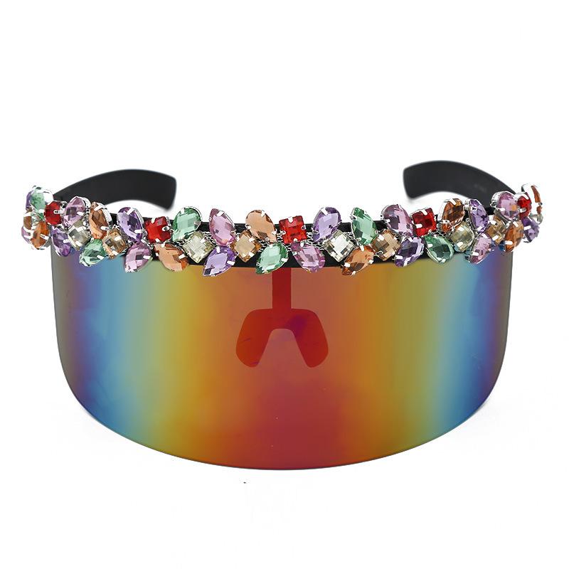 

Oversized Shield Visor Sunglasses Women Large Size Mirror Rhinestone Sunglasses Men Vintage Big Windproof Retro Glasses FML