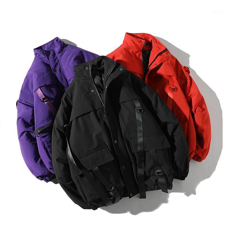 

Winter Jacket Men Casual Thick Warm Padded Jacket Male Harajuku Black Streetwear Parka Coat Ribbon Pockets Oversize Men Clothing1, Purple