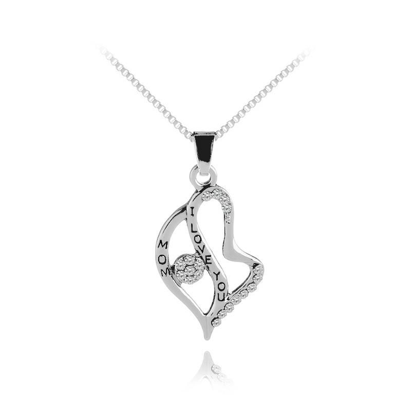 

Europe and America Mother's day Heart-shaped Pendant Necklace"I love you mom"Letter As Gift of Lady Jewelry