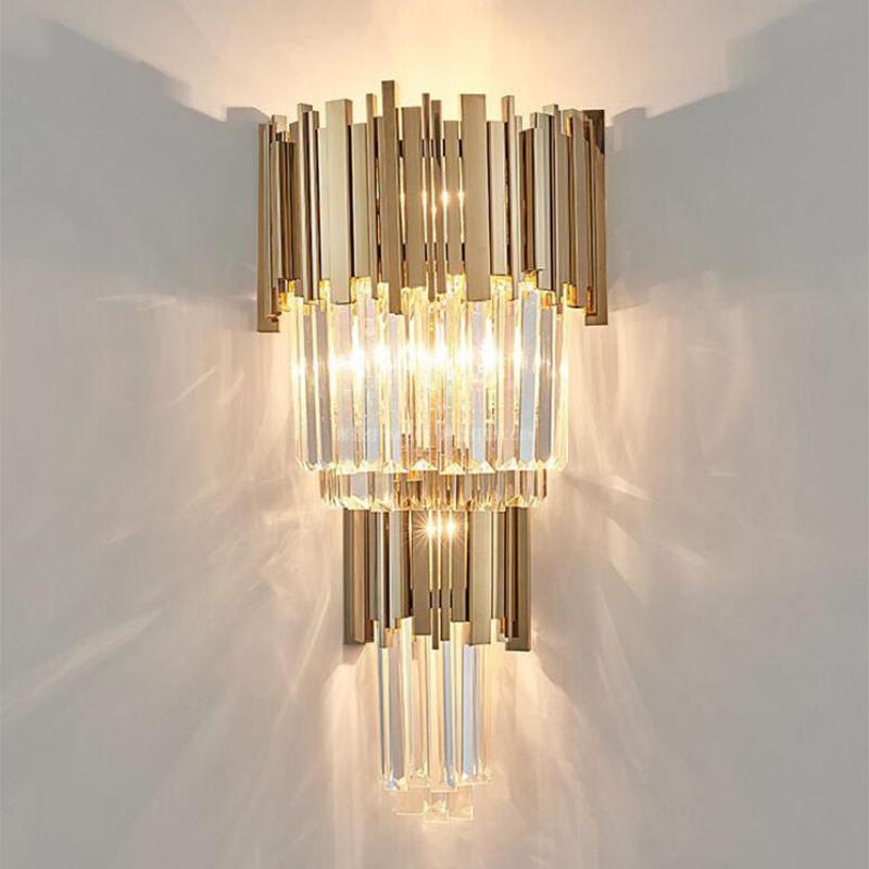 

jmmxiuz LED fashion neoclassical crystal wall lamp dining hallway hallway creative porch bedside bedroom gold lamp