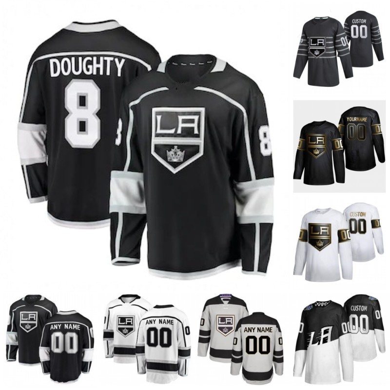 

Custom Los Angeles Kings Drew Doughty Alex Iafallo Dustin Brown Jeff Carter Michael Amadio 2020 Hockey Jersey Women Stitched, Mens black home