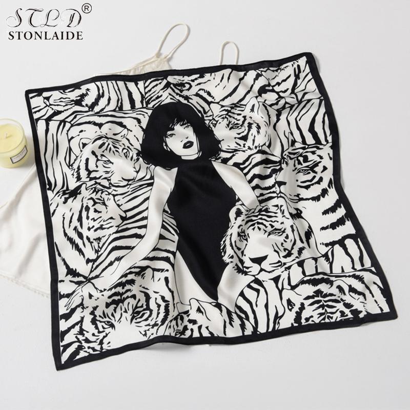 

INS Korean Real Silk Small Square Women's Scarf Spring Autumn Silk Neckerchief Bussiness Patry Neck Scarf Femme 53X53 CM