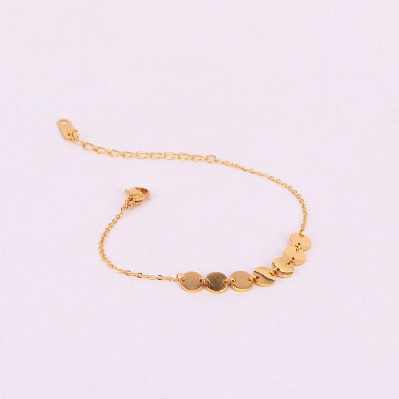 

Bangle Fashion Stainless Steel Round Coin Tassel Charm Chain Bracelet Woman Wedding Party Gift1