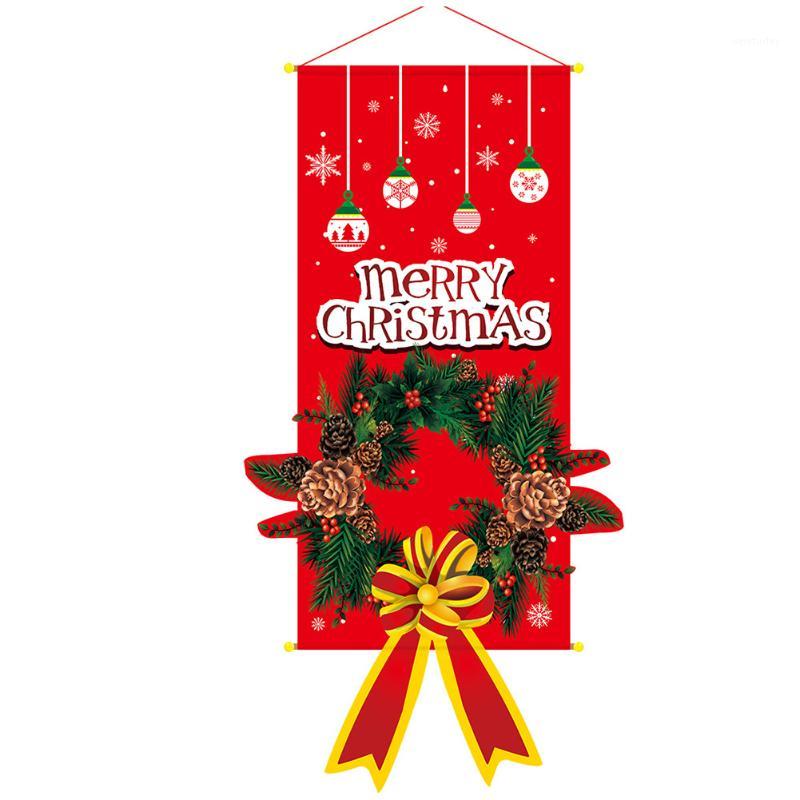 

Hanging Decoration Gifts Wall Flag Cloth Door Banner Window Reusable Ornaments Party Home Santa Claus Christmas1