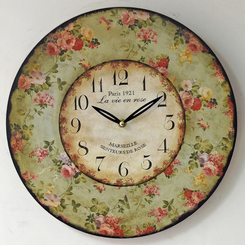 

New Pastoral Style Hot Selling Hanging Clock Frameless MDF Clock Sticken on the Wall Cartoon Wall