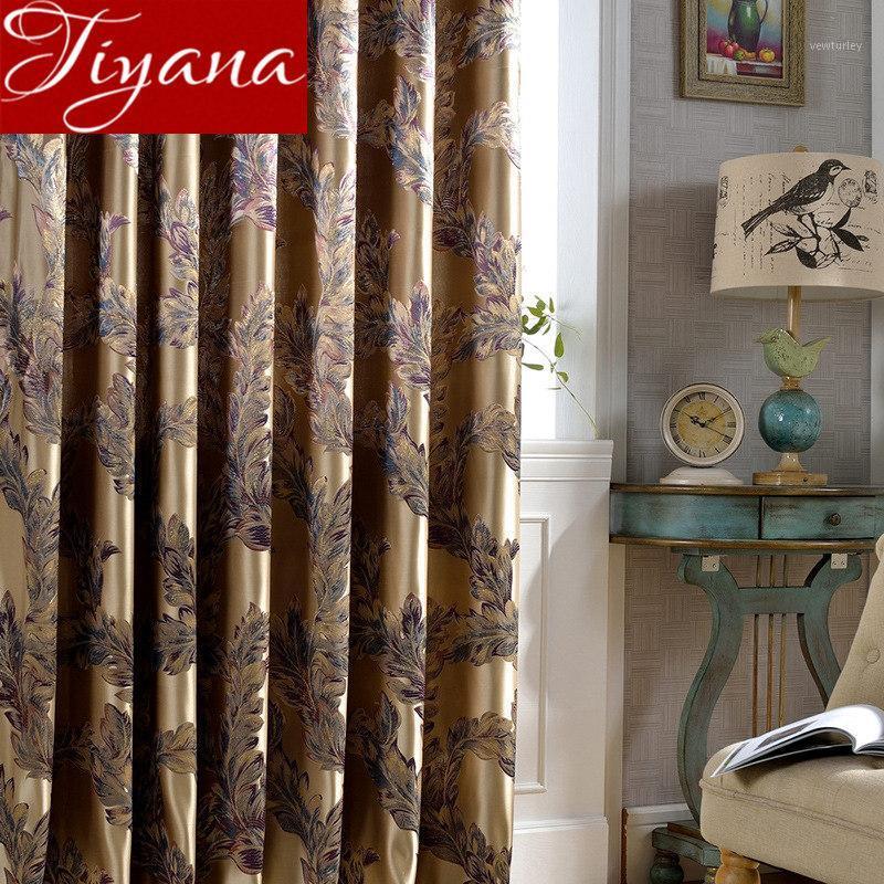 

Luxury Retro Feature Curtain for Living Room Jacquard Blackout Drapes Sheer for Window Bedroom Tulle Curtain X223#301