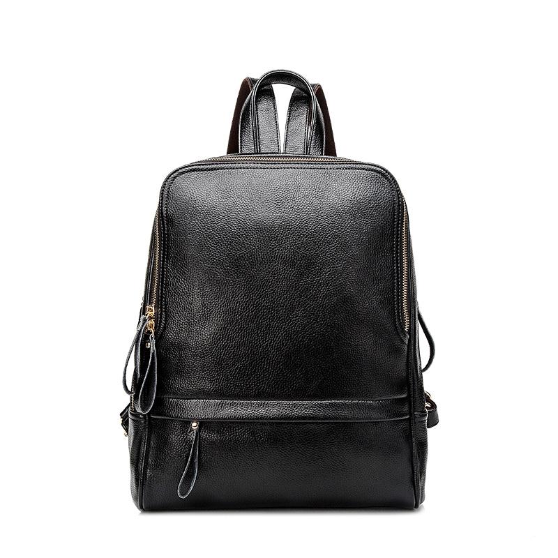 

New Women Back Pack Bag Japan Korea Teenage Student School Travel Bagpack Girls Genuine Leather Backpack Brand packages, Black