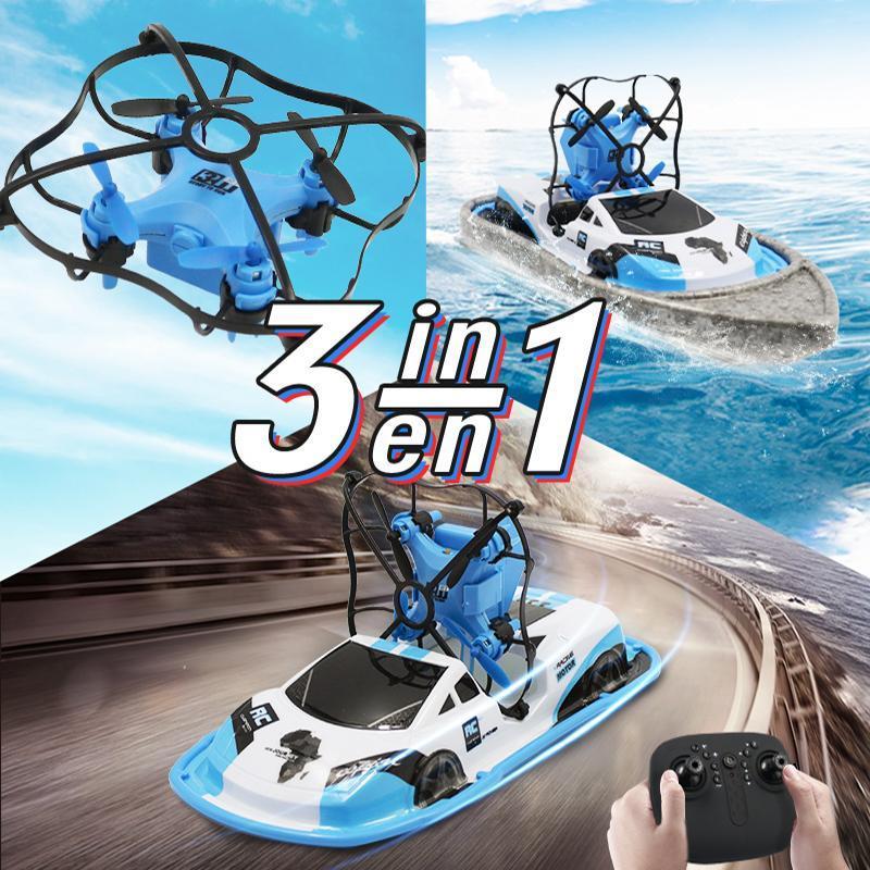 

3in1 Mini Global RC Drone Triphibian Vehicle Boat Quadrocopter Land-water dual model Remote control Helicopter Toys For children1