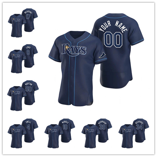 

Tampa Bay Rays MEN WOMEN YOUTH 34 Trevor Richards 8 Brandon Lowe Navy Authentic 2020 Alternate baseball Jersey