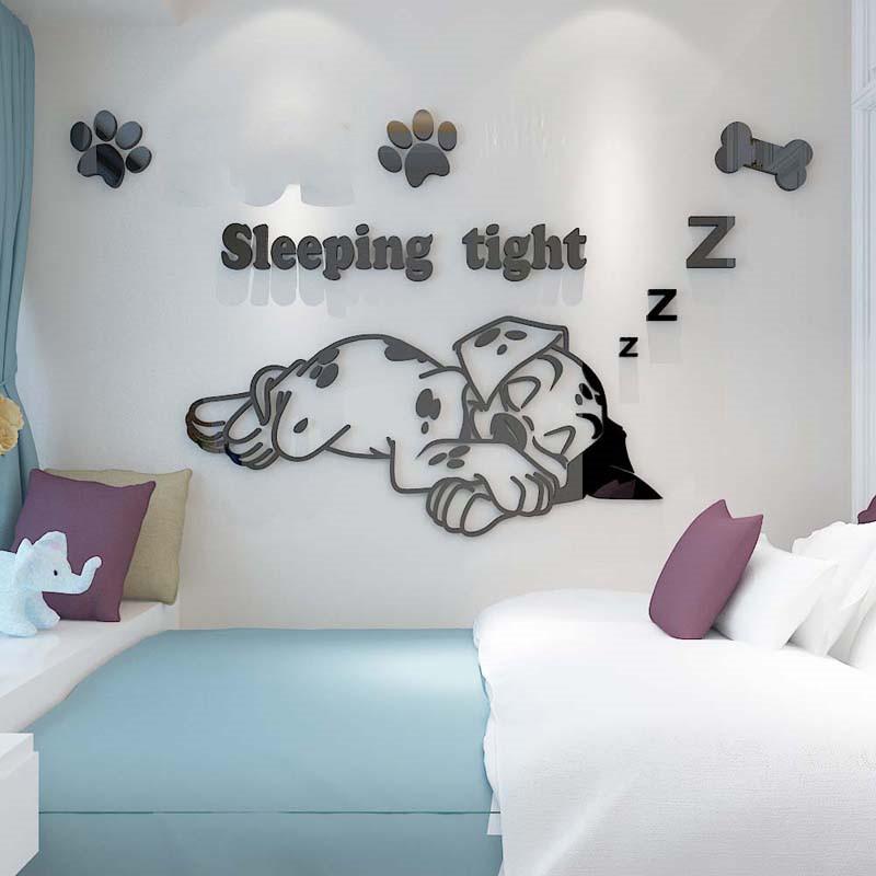 

New cartoon acrylic wall stickers cute Dalmatian dog 3D DIY stereo kids room Children's bedroom bedside decorative wall sticker
