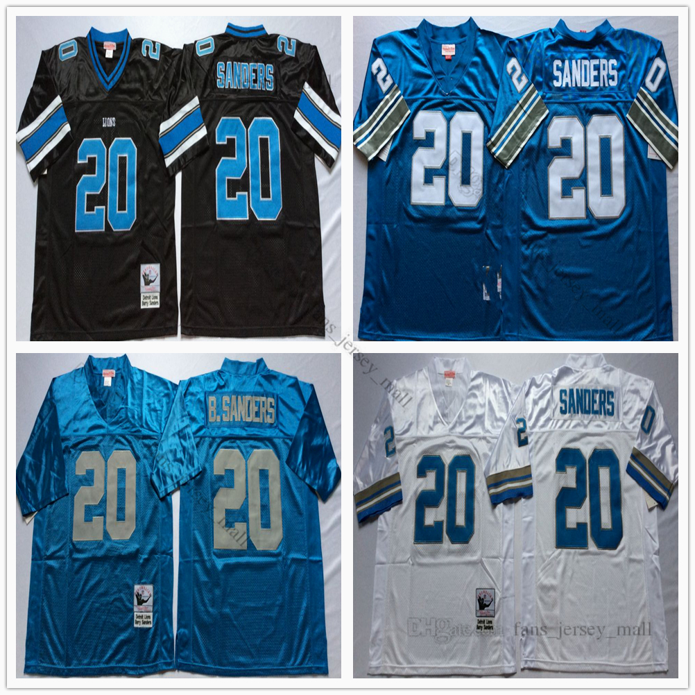 

NCAA Football 20 Barry Sanders Jersey Man Vintage White Blue All Stitched Good Mitchell and Ness, Same as picture
