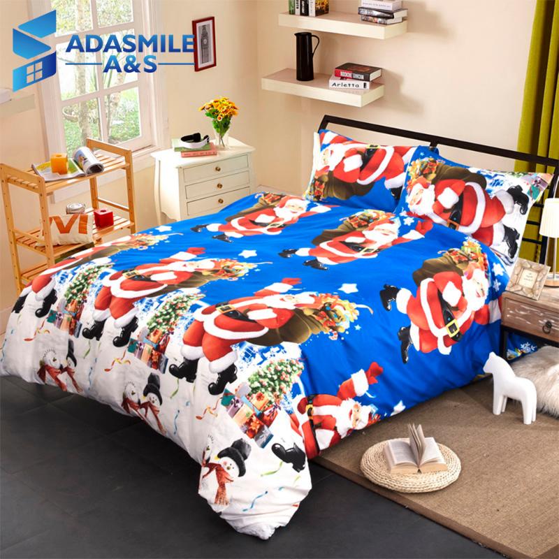 

2020 Merry Christmas Bedclothes Santa Claus Micorefiber Soft Bed Duvet Cover 3D Printed EU Double US King Bedding Set for Adults, No-2
