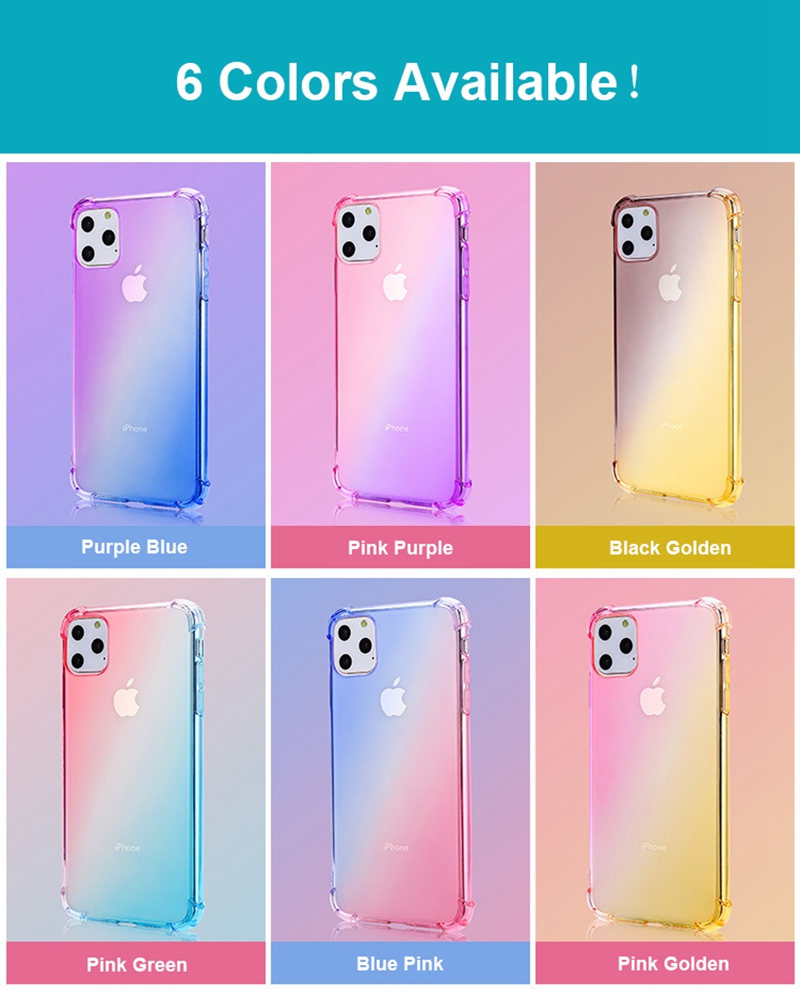 

Shockproof Case For iPhone 12 11 pro max xs max xr 6 7 8 6 s 6s Plus Clear Airbag Phone Case For iphone 11 2019 Capinhas Coque, Purple+green
