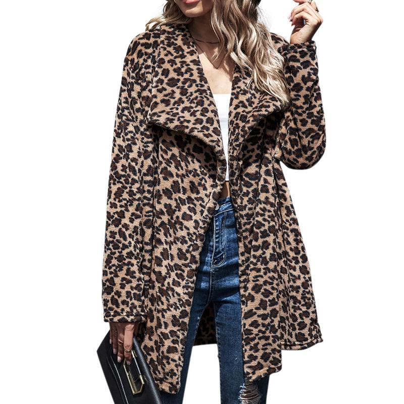 

Women' Fur & Faux Women Leopard Print Coats Autumn Winter Warm Thick Jacket Female Fluffy Plush Outerwear Fashion Slim Fit Overcoat, As show