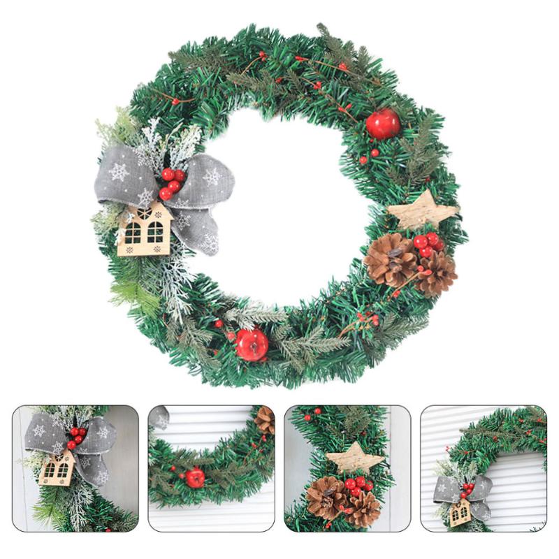 

1Pc Simulation Wreath Pine Needle Decor for Christmas Wall Festival Party, Colorful