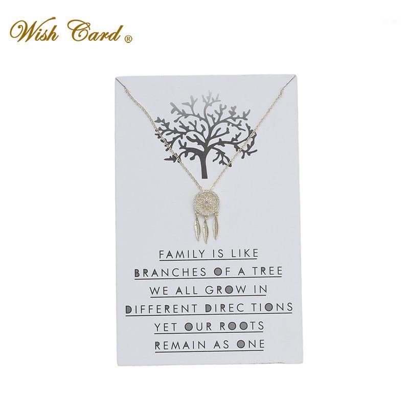 

Wish Card Crystal Dreamcatcher Family Gold Chian Necklace Copper Pendant Jewelry Mother Day Gift Memory Friend Necklace EY60061