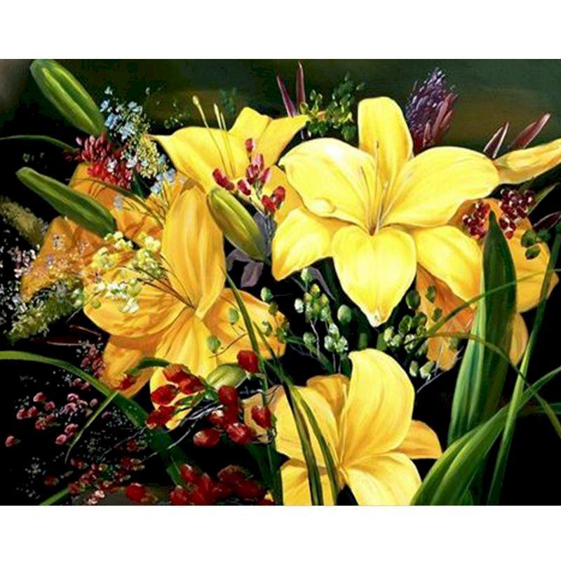 

GATYZTORY DIY Painting By Number Canvas Painting Kits Handpainted Flower Oil By Numbers Orchid Room Decoration Gift