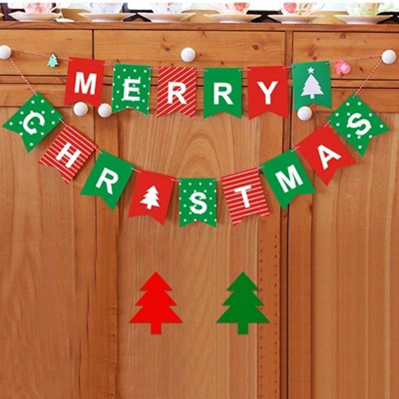 

Merry Christmas Bunting Garland Banner Hanging Flag Shop Home XMAS Party Decor Christmas Decorations