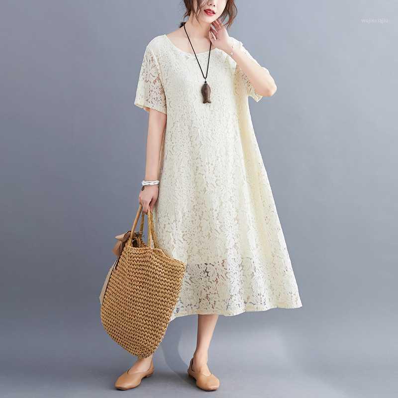 

2020 New Summer Maternity Dress Woman Lace Large Size Dresses Pregnant Woman A-Line Dress MD-023931, Beige