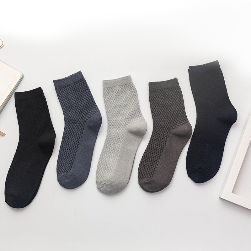 

5 Pairs High Quality Men Bamboo Fiber Socks Business Casual Male Large  Socks Men Breathable Compression Long, Black