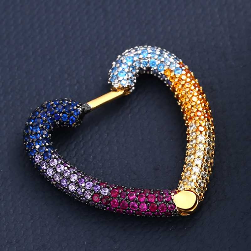 

Hoop & Huggie European And American Earrings Fashion Crystal Diamond Single Rainbow Heart-shaped Female Sweet Love Gift For Girlfrien