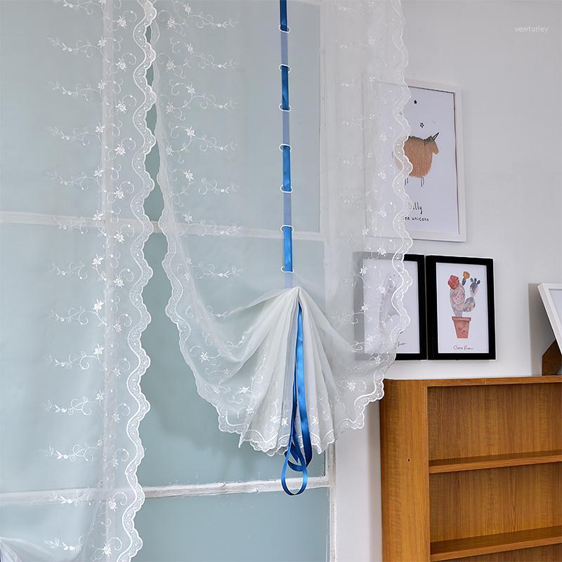 

Pure White Embroidered Flower Tulle Curtains for Kitchen Bedroom Living Room Window Curtain Modern Home Decor1, Width 80 cm