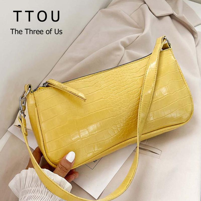 

Retro Crocodile Pattern Shoulder Messenger Bags for Women Ladies Vintage Handbags Casual Baguette Shape Bags Crossbody Bag, Black